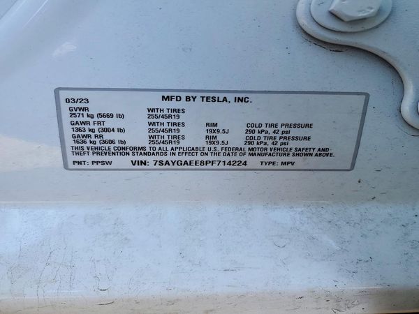 2023 TESLA MODEL Y — VINS