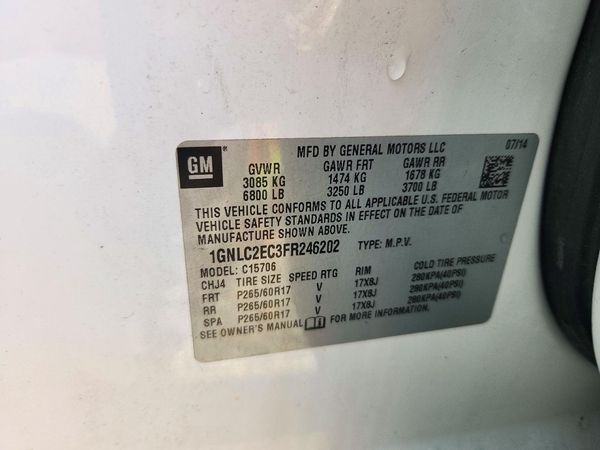 2015 CHEVROLET TAHOE — VINS