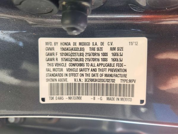 2013 HONDA CRV LX — VINS