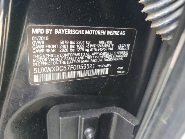 2015 BMW X3 xDrive28i — VINS