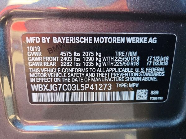 2020 BMW X1 sDrive28i — VINS