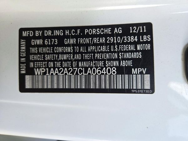 2012 PORSCHE CAYENNE — VINS
