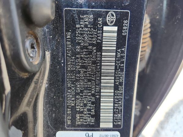 2014 TOYOTA CAMRY — VINS