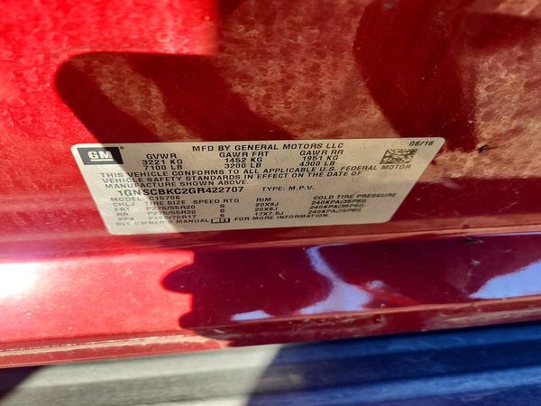2016 CHEVROLET TAHOE LT — VINS