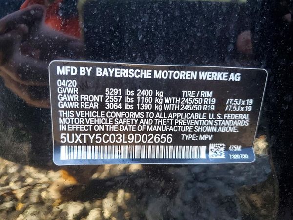 2020 BMW X3 xDrive30i — VINS