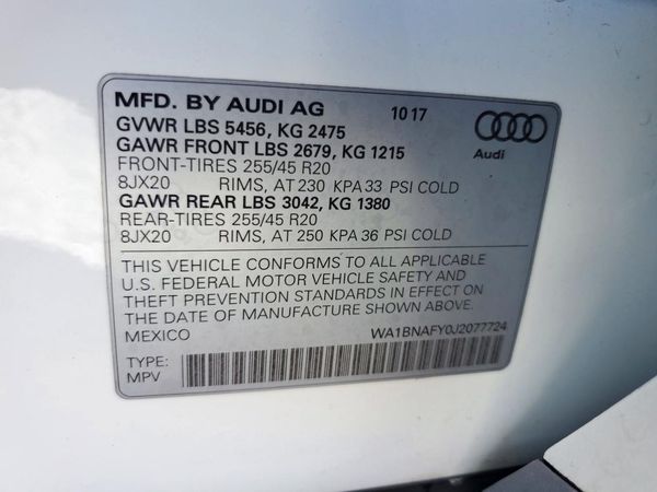2018 AUDI Q5 quattro Premium Plus — VINS