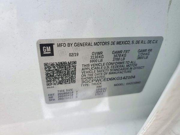 2019 CHEVROLET SILVERADO LT — VINS