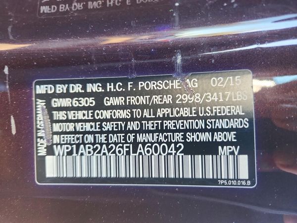 2015 PORSCHE CAYENNE — VINS