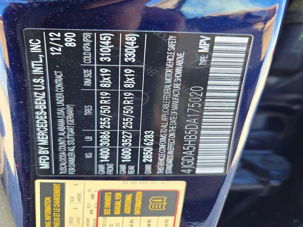 2013 MERCEDES-BENZ ML ML350 4-MATIC — VINS