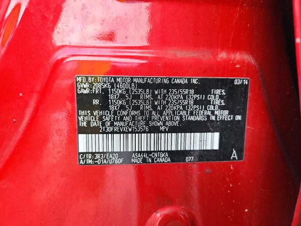 2014 TOYOTA RAV4 High — VINS