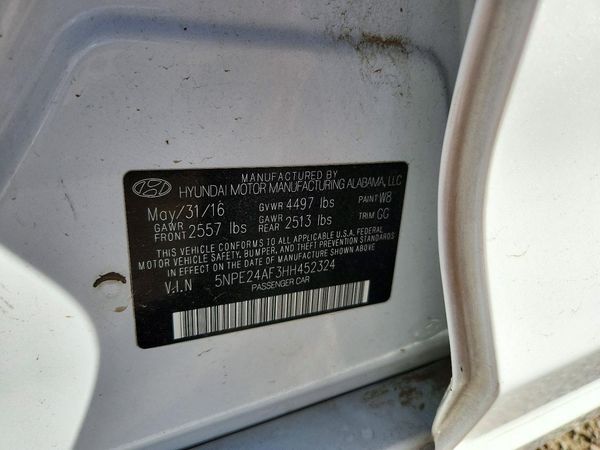 2017 HYUNDAI SONATA SE, Eco — VINS