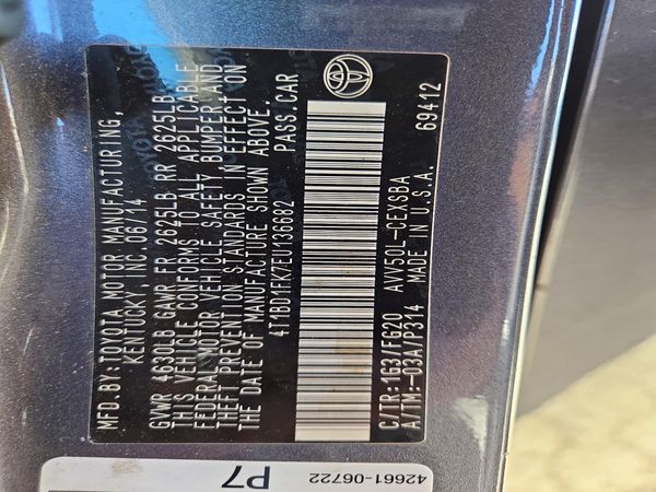 2014 TOYOTA CAMRY SOLA Hybrid — VINS