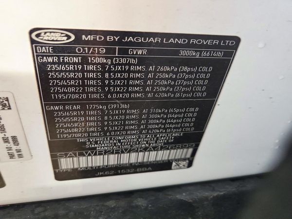 2019 LAND ROVER RANGE ROVER SPORT HSE — VINS