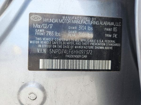 2017 HYUNDAI ELANTRA SE Base — VINS