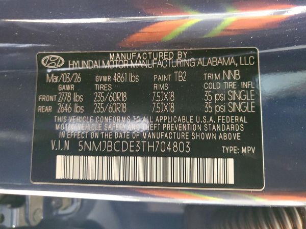 2026 HYUNDAI TUCSON SEL, SEL Plus — VINS