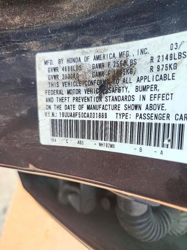 2012 ACURA TL TECH — VINS