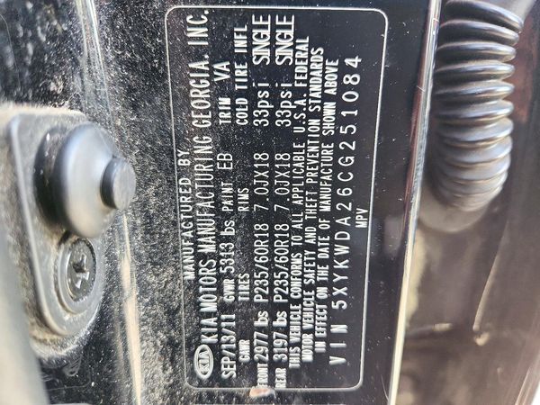 2012 KIA SORENTO TOP (High Grade) — VINS