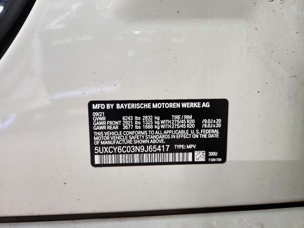 2022 BMW X6 xDrive40i — VINS