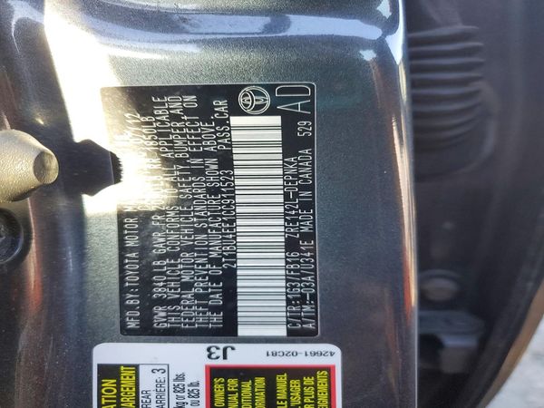 2012 TOYOTA COROLLA — VINS