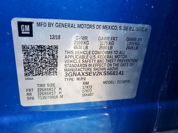 2019 CHEVROLET EQUINOX LS — VINS