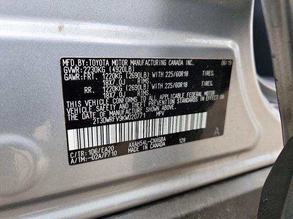 2019 TOYOTA RAV4 — VINS