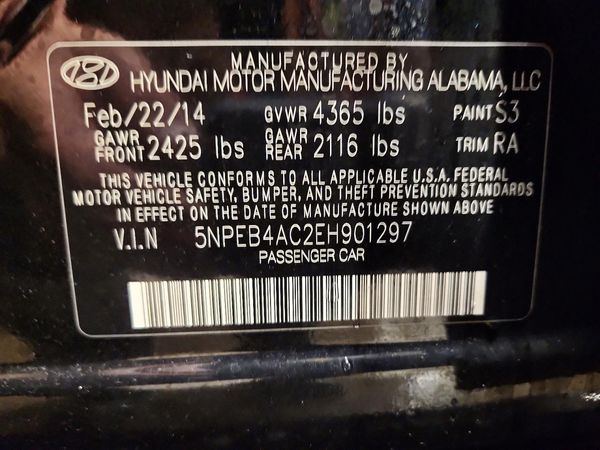 2014 HYUNDAI SONATA GLS/ GLS Popular — VINS