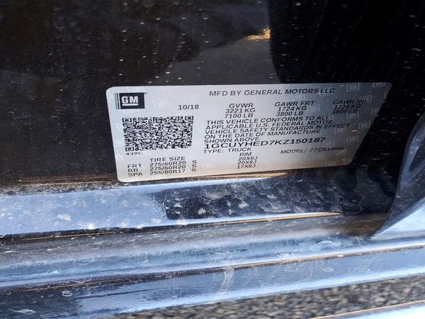 2019 CHEVROLET SILVERADO High Country — VINS