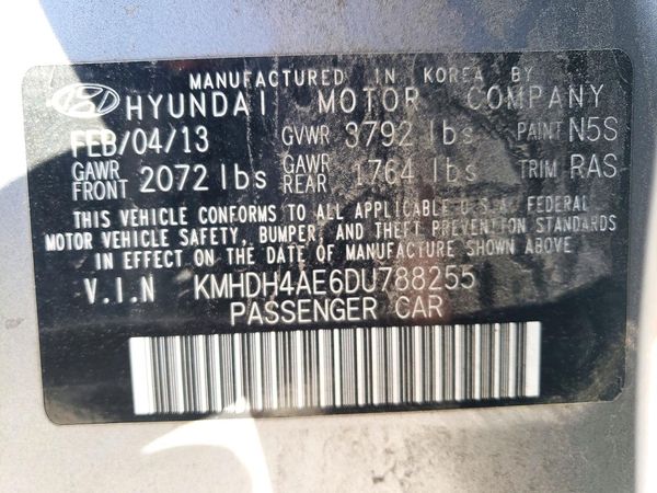 2013 HYUNDAI ELANTRA — VINS
