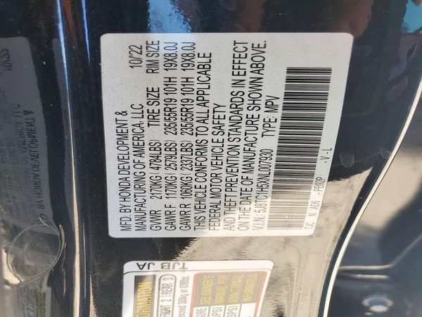 2022 ACURA RDX TECH — VINS