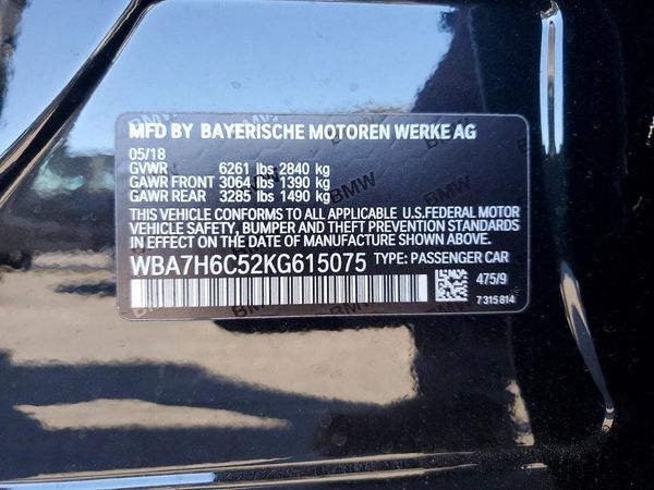 2019 BMW M760 xDrive — VINS
