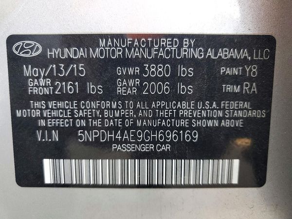 2016 HYUNDAI ELANTRA — VINS