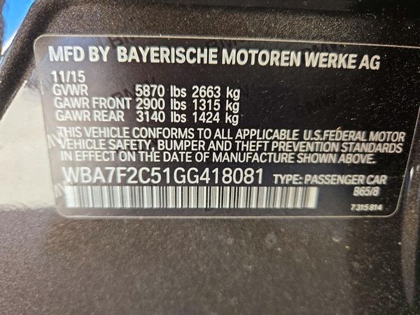 2016 BMW 750 xDrive — VINS