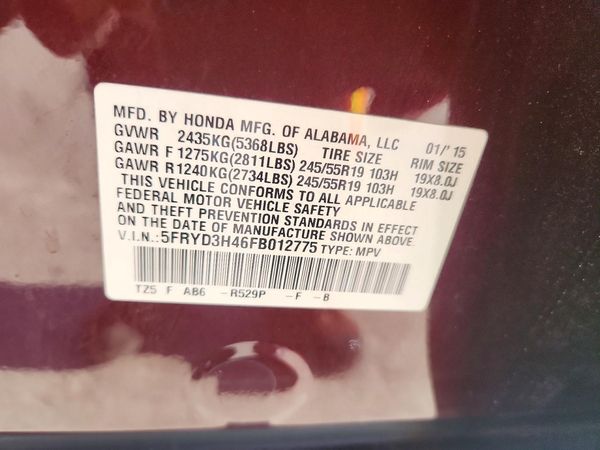 2015 ACURA MDX Tech — VINS