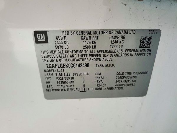 2012 CHEVROLET EQUINOX LTZ — VINS
