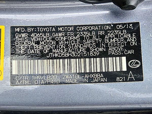 2013 LEXUS CT 200h — VINS