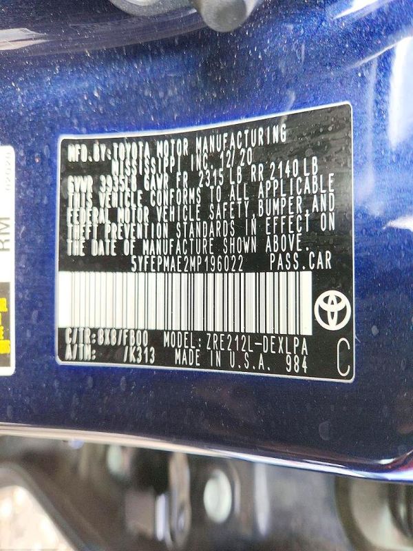 2021 TOYOTA COROLLA LE — VINS