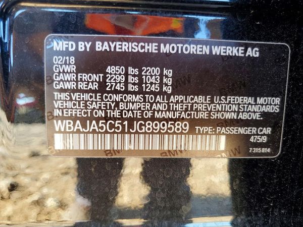 2018 BMW 5 SERIES — VINS