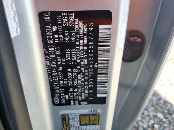 2019 KIA SORENTO EX, EX Sport — VINS