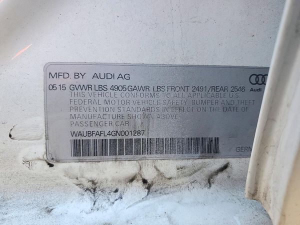 2016 AUDI A4 S Line quattro Premium — VINS