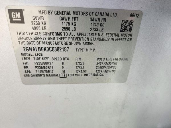 2012 CHEVROLET EQUINOX LS — VINS
