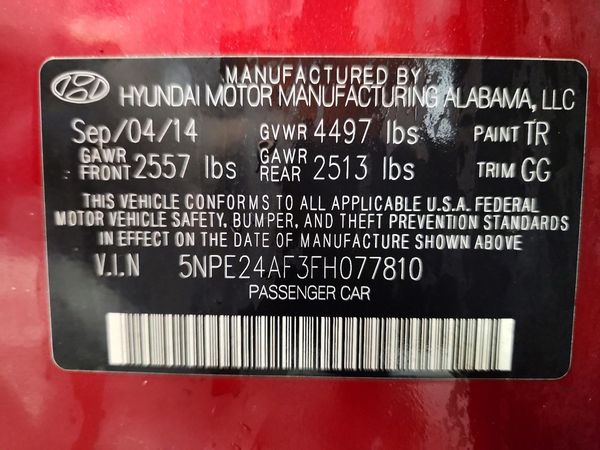 2015 HYUNDAI SONATA SE, ECO — VINS