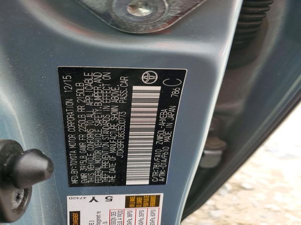 2016 TOYOTA PRIUS One/Two — VINS