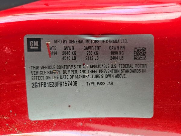 2015 CHEVROLET CAMARO 2LS — VINS