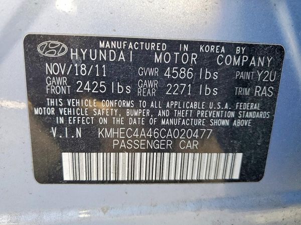 2012 HYUNDAI SONATA Middle level