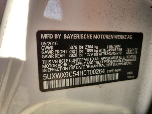 2017 BMW X3 xDrive28i — VINS