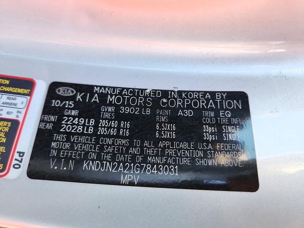 2016 KIA SOUL Plus — VINS