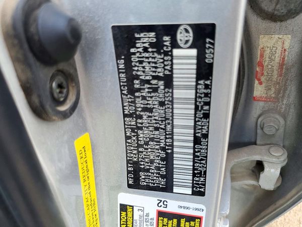 2018 TOYOTA CAMRY L/LE/SE/XLE — VINS