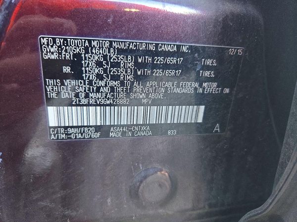 2016 TOYOTA RAV4 LE (X Grade) — VINS