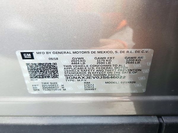 2018 CHEVROLET EQUINOX LT (1LT) — VINS