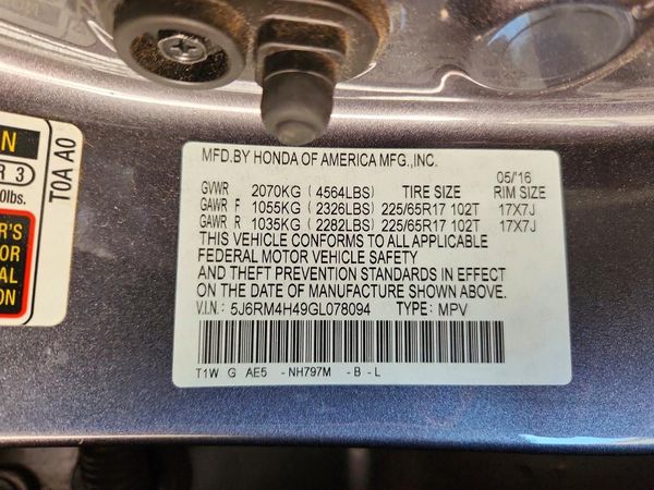 2016 HONDA CRV SE — VINS
